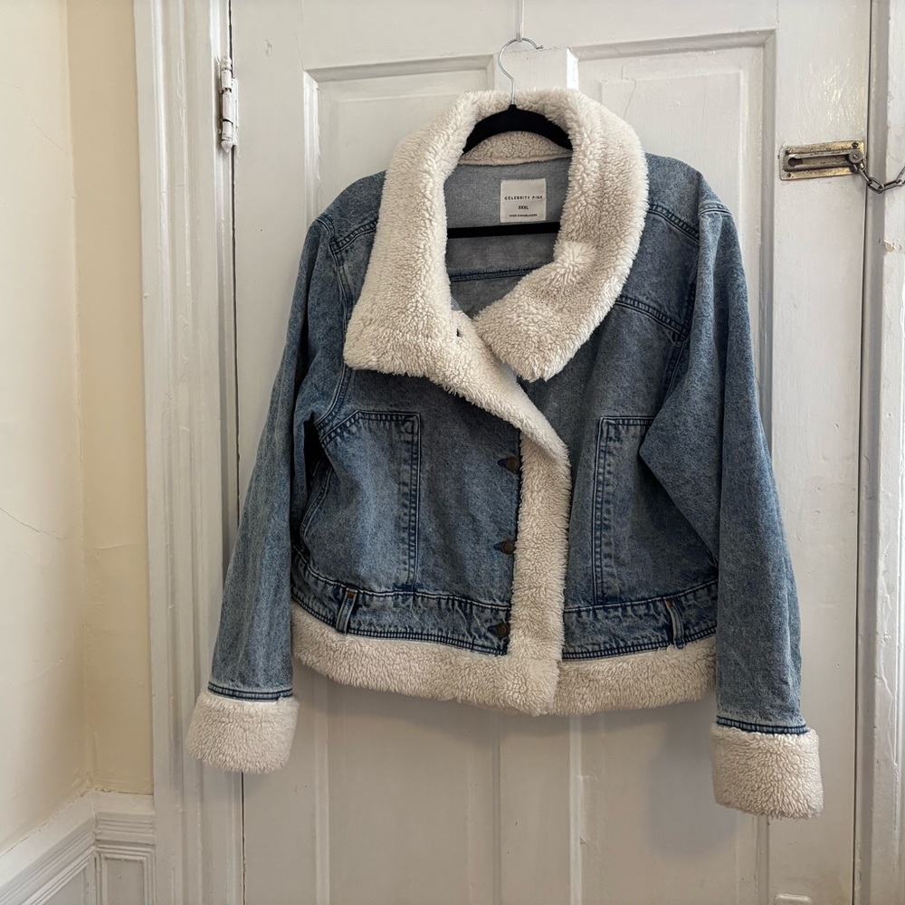 Denim Jacket with Shearling Lining